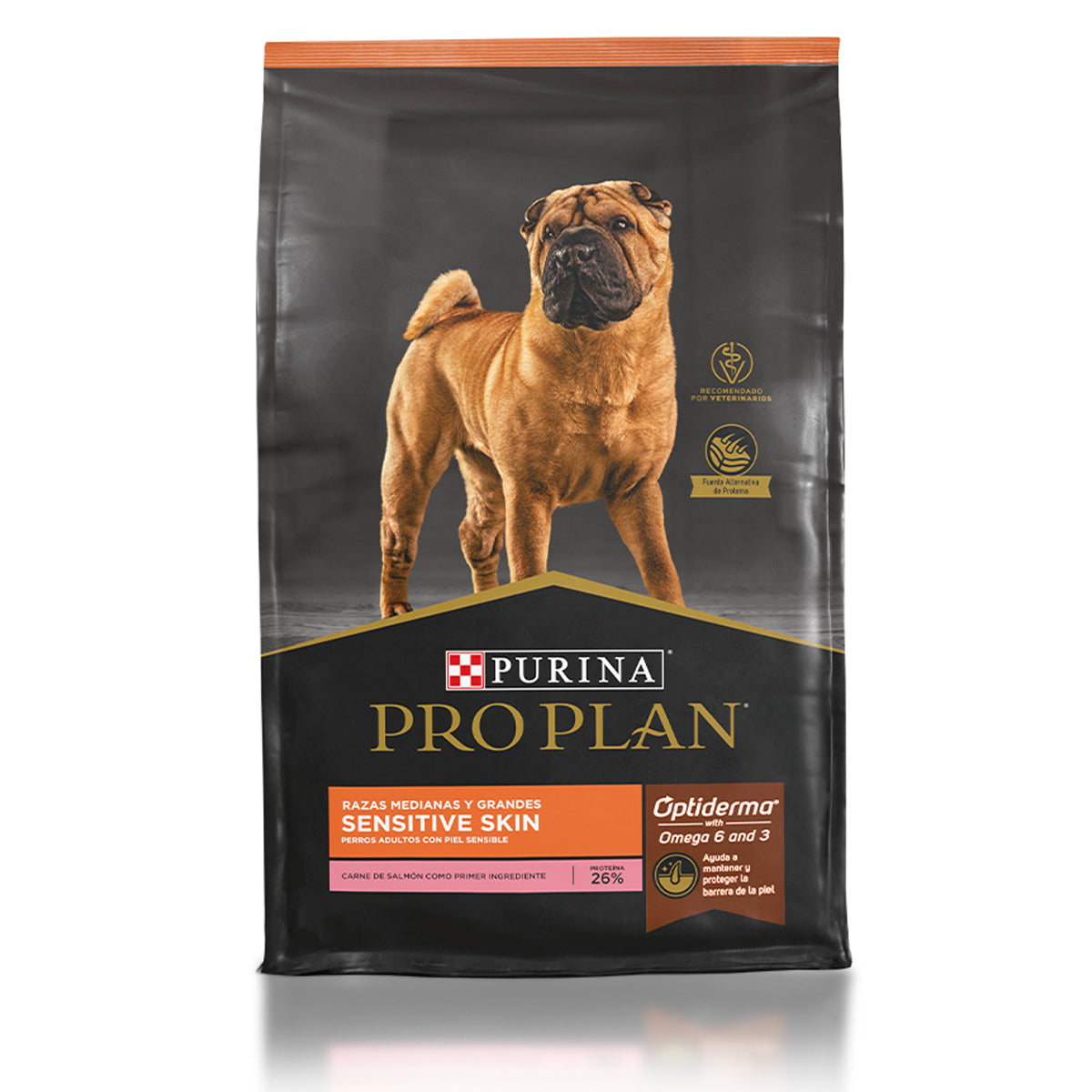 Pro Plan Optiderma Sensitive Skin Alimento Seco para Perro Adulto Razas Mediana/Grande Receta Salmón y Arroz, 10Kg