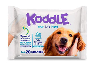 Koddle - Guantes Húmedos Desechables para Higiene de Mascotas, 20 piezas