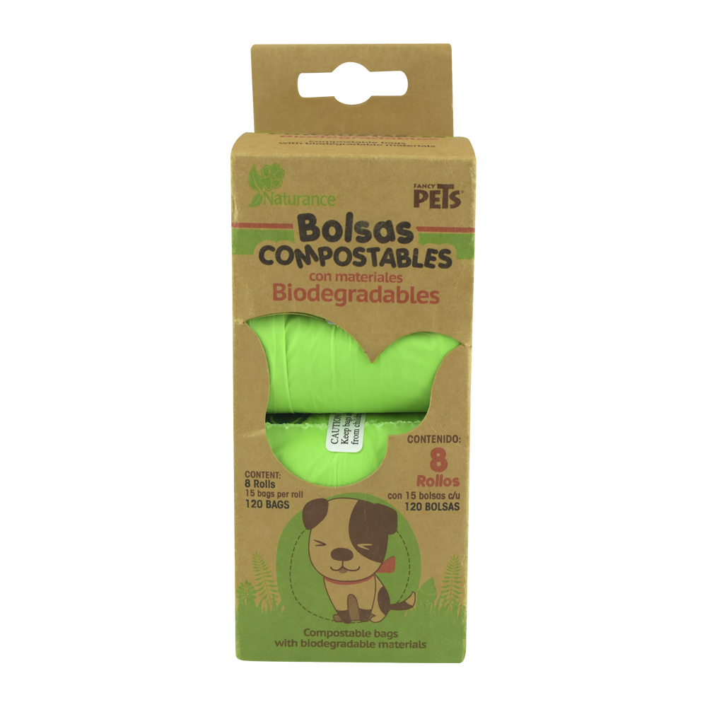 Naturance - Bolsas Sanitarias Compostables 8 Rollos/ 120 Bolsas