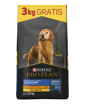 Alimento Purina Pro Plan Active Mind Razas Medianas y Grandes Bonus Bag 10 + 3 Kgs