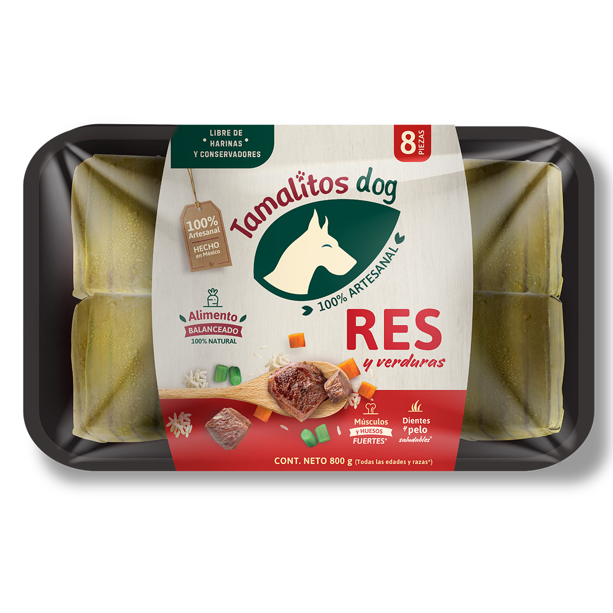 Tamalitos Dog Alimento Natural Congelado Para Perro Adulto Proteína Res - 800 GRAMOS