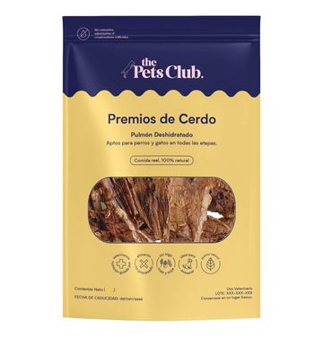 The Pets Club Premios Deshidratados con Pulmón de Cerdo para Perros y Gatos (120 g)