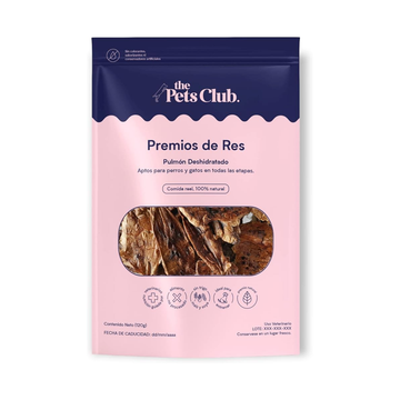 The Pets Club Premios Deshidratados con Sabor Pulmón de Res para Perros y Gatos (120 g)