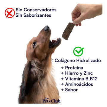 The Pets Club Premios Deshidratados con Sabor Pulmón de Res + Colágeno para Perros (120 g)