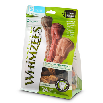 Whimzees Brushzees Premio Dental Vegetariano Chico Para Perro - 24 Piezas