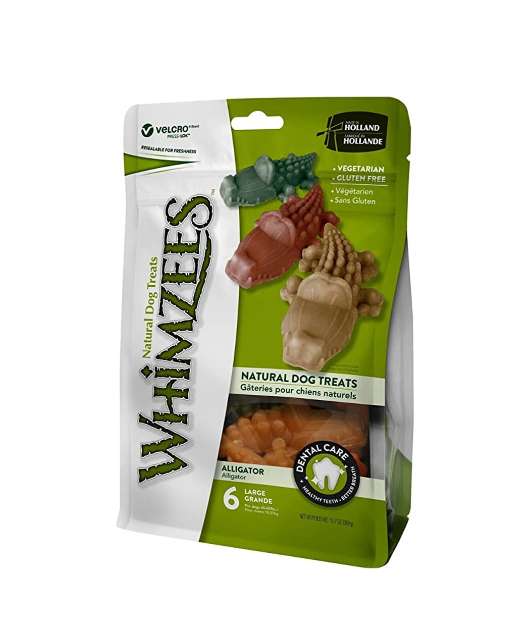 Whimzees Stix Premio Dental Vegetariano En Forma De Cocodrilo Grande Para Perro - 1 PIEZA