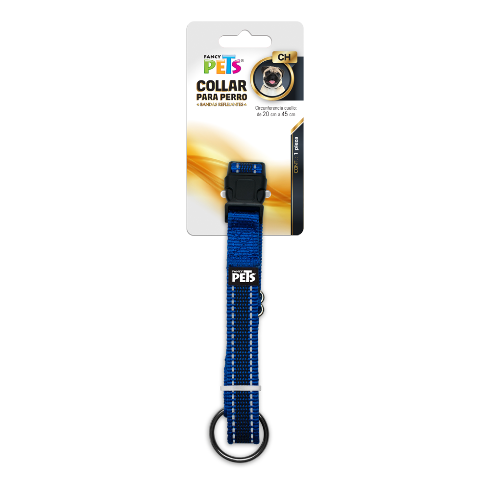 COLLAR CH C/ULTRA GRIP Y BANDAS REFLEJANTES AZUL FL8720