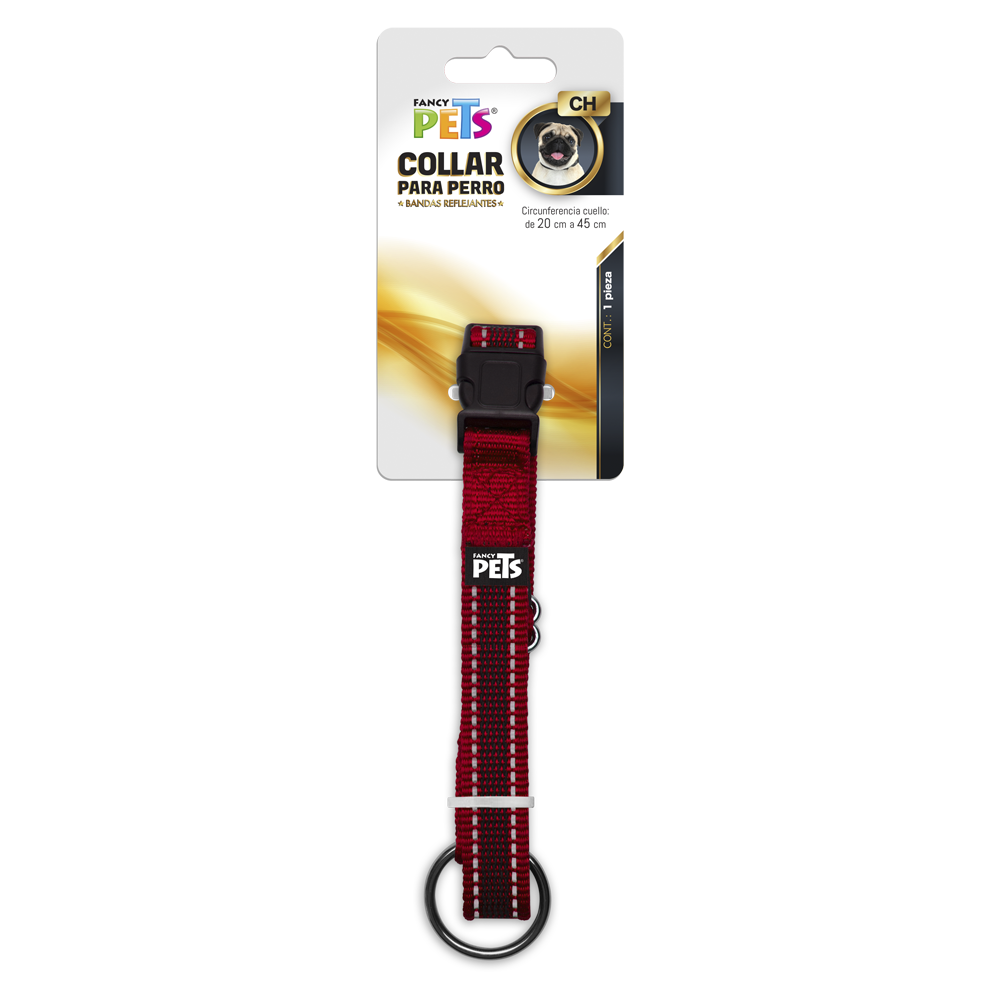 COLLAR CH C/ULTRA GRIP Y BANDAS REFLEJANTES ROJO FL8721