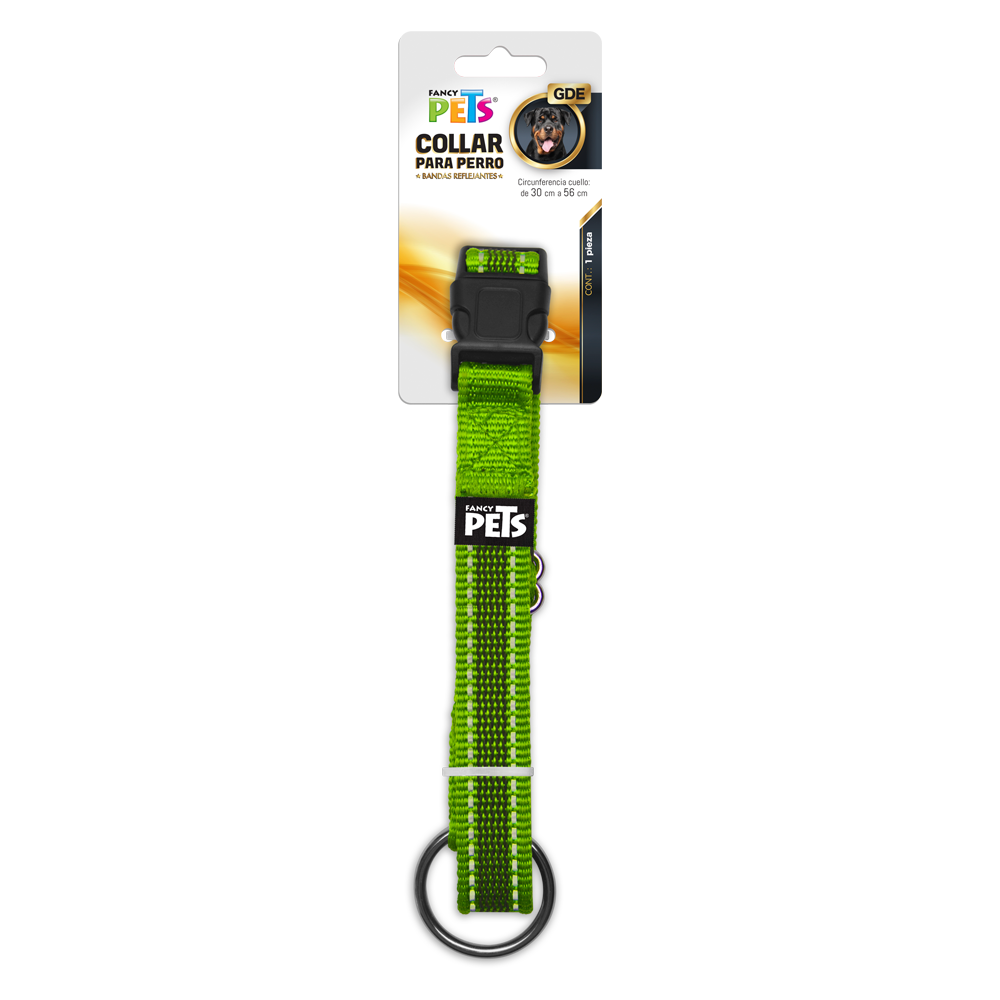 COLLAR GDE C/ULTRA GRIP Y BANDAS REFLEJANTES VERDE FL8725