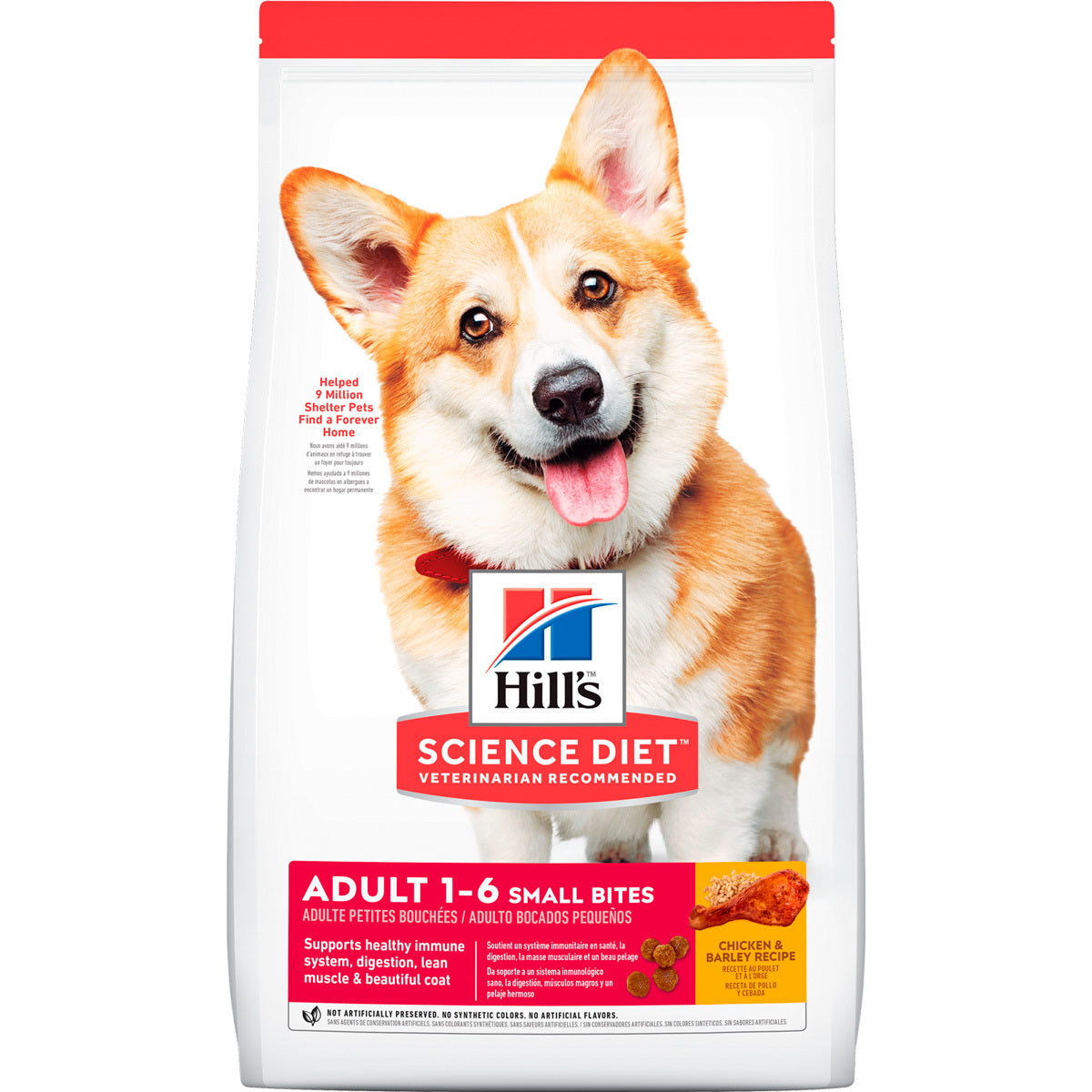 Hill's Science Diet Small Bites Alimento Seco para Perro Adulto Raza Mediana Receta Pollo y Cebada, 6.8 kg